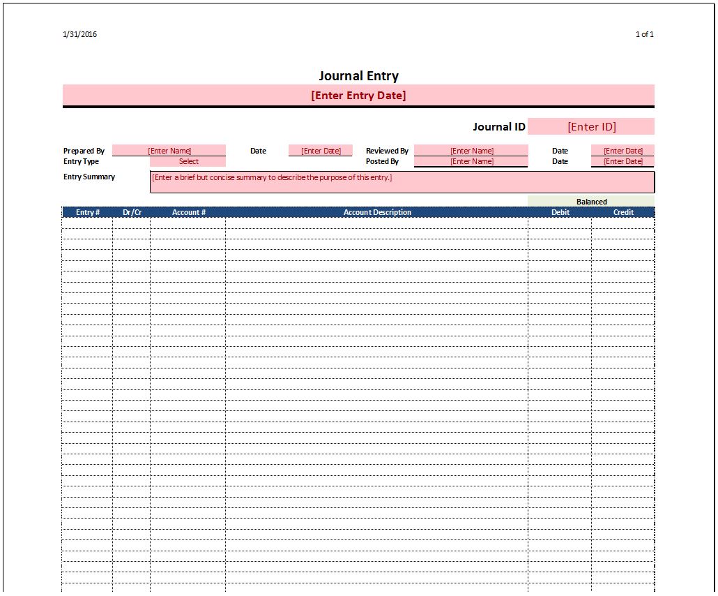 Featured image of post Journal Entry Template Excel