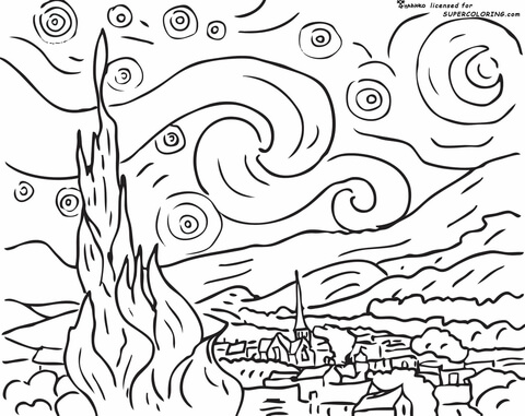 Featured image of post Simple Starry Night Coloring Page